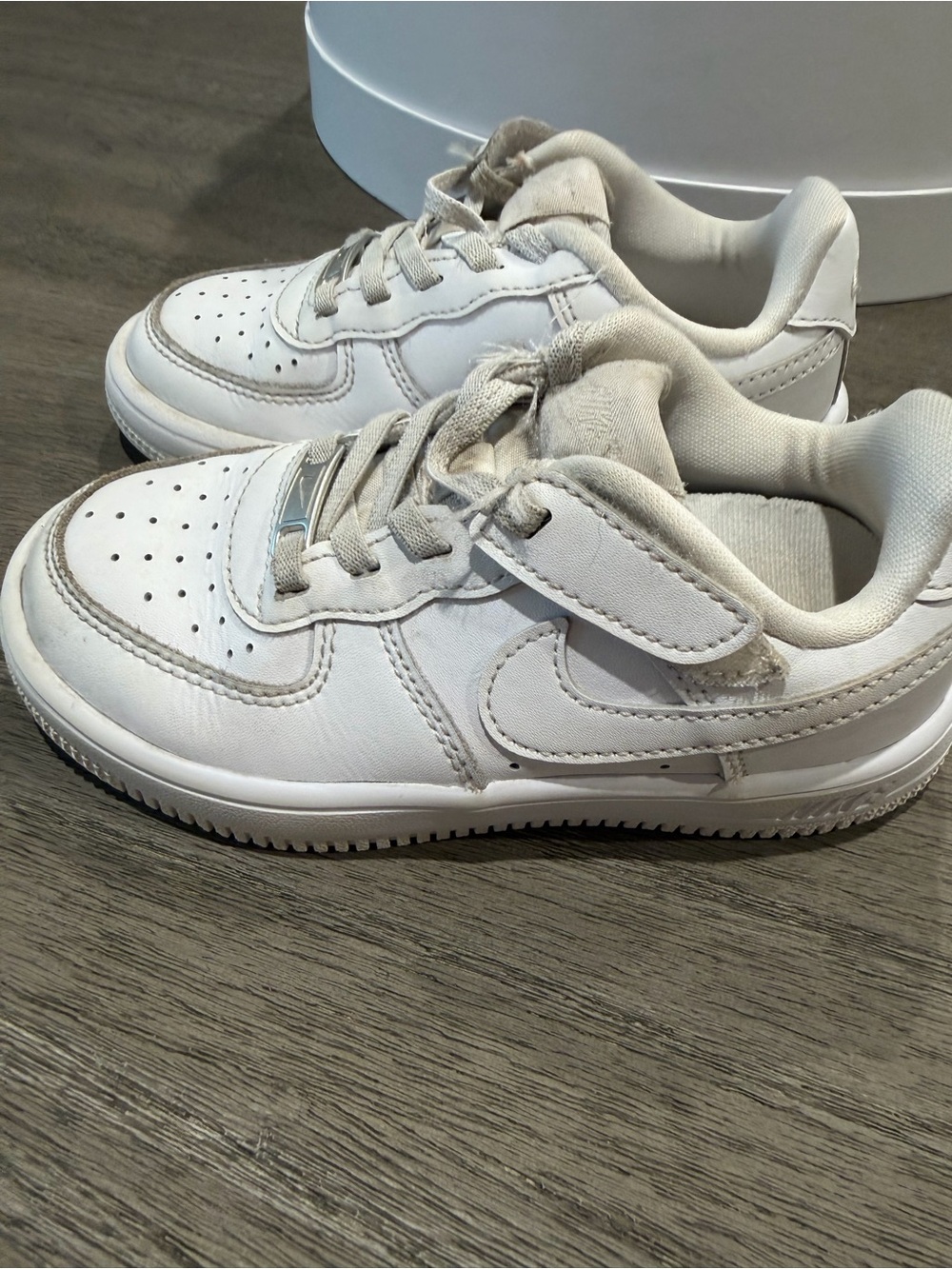 Nike Kids Air Force Black ones White Low-Top Sneakers with Hook-and-Loop Strap